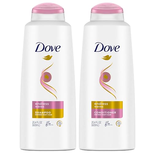 Dove Shampoo and Conditioner Set, Endless Waves – Anti-Frizz Hair Products for Wavy Hair, Curl Defining, 20.4 Oz Ea