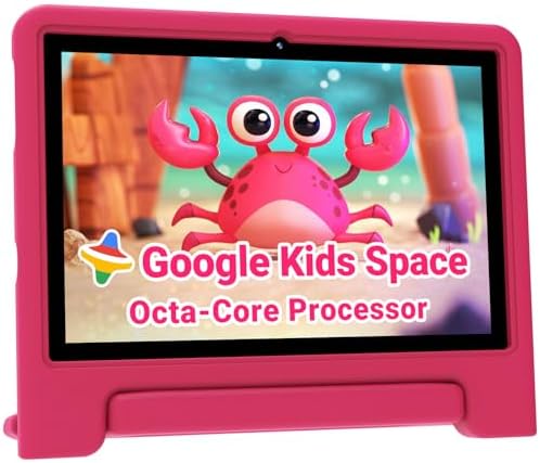 Kids Tablet 10 inch, Upgraded Android 14 Tablet for Kids Ages 3-12, Octa-Core Tablets with Case, 64GB Storage(TF Expand 1TB), Pre-Installed Google Kids Space, Parental Control (Candy Pink)