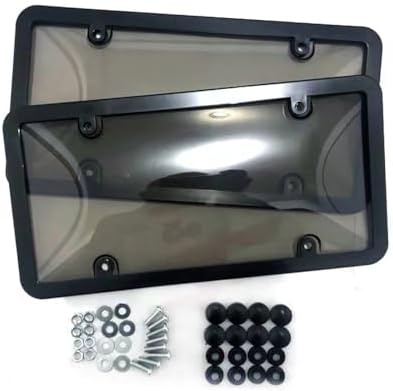 License Plate Cover,License Plate Covers, 2 PCS Clear License Plate Frames with 4 Holes Screw and Caps, Licence Plate Protector, American License Plate Shield Set, Black