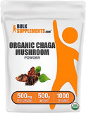 BULKSUPPLEMENTS.COM Organic Chaga Mushroom Powder - Chaga Mushroom Organic, Chaga Mushrooms Powder - Mushroom Supplement, Vegan & Gluten Free, 500mg per Serving, 500g (1.1 lbs) (Pack of 1)