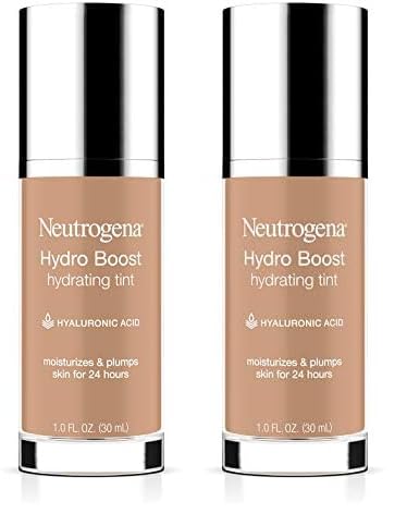 Neutrogena Hydro Boost Hydrating Tint with Hyaluronic Acid, Lightweight Water Gel Formula, Moisturizing, Oil-Free & Non-Comedogenic Liquid Foundation Makeup, 40 Nude Color, 1.0 fl. oz (Pack of 2)