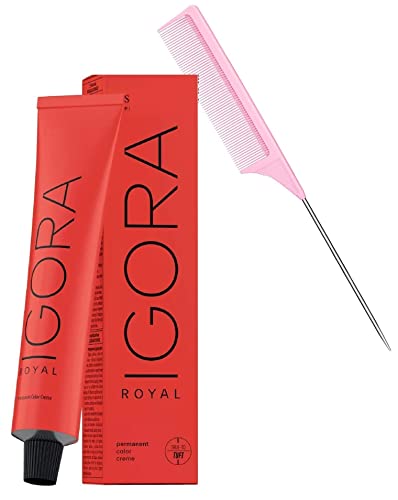 6-00 IGORA ROYAL by Schwarzkapf Professional PERMANENT Creme Hair Color Dye, 100% Coverage Cream Haircolor, Newest 2024-2025 Version (w/SIeekshop PINK Comb) (6-00 Dark Blonde Natural Extra)