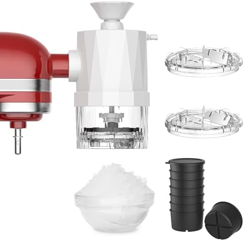 Cofun Shaved Ice Attachment for KitchenAid Stand Mixer, Snow Cone Machine for KitchenAid Make Fluffy & Light Shave Ice for Stand Mixers, 8 Molds, 2 Blades