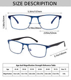 4-Pack Blue Light Blocking Reading Glasses for Men Stylish Metal Frame Readers with Comfort Spring Hinges Anti Glare UV Filter Eyeglasses , +2.25 STRENGTH