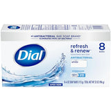 Dial Antibacterial Bar Soap, Refresh & Renew, White, 4 oz, 32 Bars