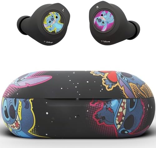 Disney Lilo and Stitch Bluetooth Earbuds w/Charging Case- Wireless Headphones w/Built-in Mic+ Up to 30 Hrs Playtime- Lilo and Stitch Gifts for Girls,Boys,Women,Men,All Fans of Lilo and Stitch Stuff