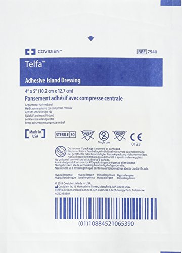 7540 Dressing Telfa Island Wound LF St Gauze 4x5" White Adhesive 25 Per Box Part No. 7540 by- Kendall Company