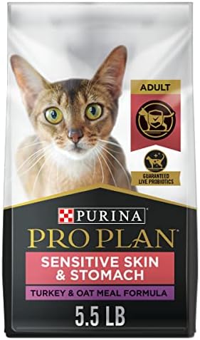 Purina pro plan With Probiotics, Sensitive Skin & Stomach, Natural Dry Cat Food, Turkey & Oat Meal Formula - 5.5 lb. Bag