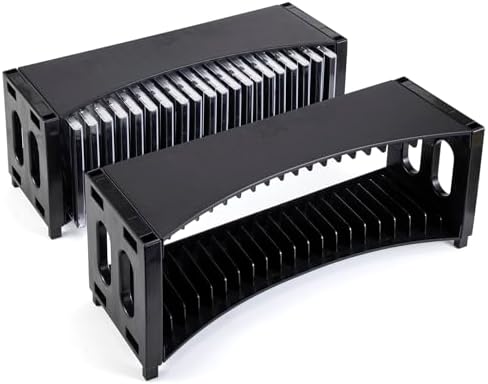 Alavisxf Stackable CD Storage Rack - 2 Pack ABS Organizer Holds 40 Slim CD Cases, Ideal for Home, Office, Music Room