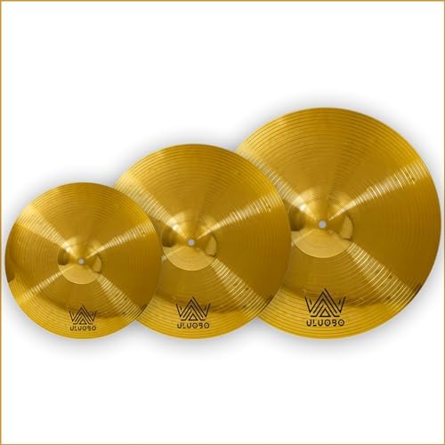 6/8/10 inch Splash Cymbal Set, 3 Pieces Small Practice Cymbal Pack for Drummers (Gold)