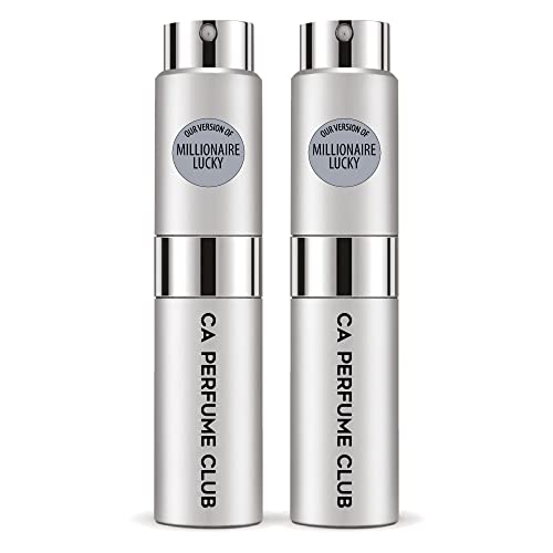 CA Perfume Impression of Paco R. Millionaire Lucky For Men Replica Version Fragrance Dupes Concentrated Long Lasting Eau de Parfum Spray Refillable Atomizer Bottle 0.27 Fl Oz-X2