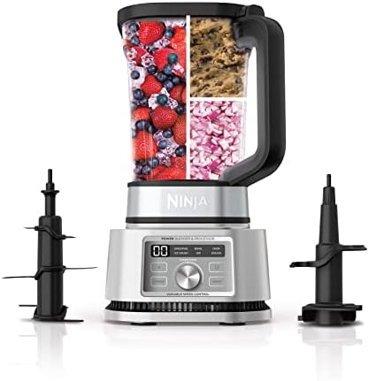 Ninja Foodi SS201 Power Blender & Processor. 3-in-1 Crushing Blender, Dough Mixer, and Food Processor 1400WP smartTORQUE 6 Auto-iQ Presets