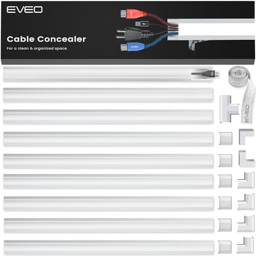 Cord Hider 153in - Cord Covers for Wires - Paintable Cable Hider - Cable Management - Wire Hiders for TV On Wall - Cable Management Cord Hider Wall - Cable Raceway - 9X (L17 x W1.1 x H0.55) - White