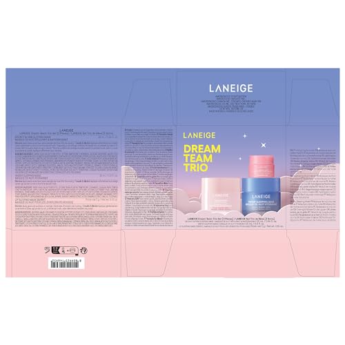 LANEIGE Dream Team Trio: Water Sleeping Mask, Lip Sleeping Mask, Bouncy and Firm Mask, Barrier-Boosting Hydration Travel Sized