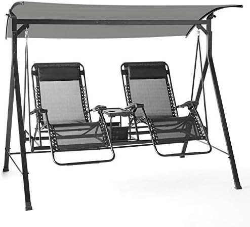 Garden Winds Replacement Canopy ONLY - Compatible with The Mainstays Oversized Double Zero Gravity Swing - Slate Gray - RipLock 350