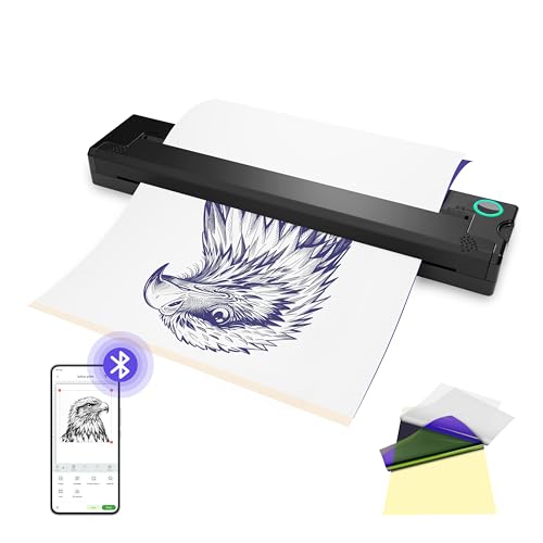 P90 Wireless Tattoo Stencil Printer,Thermal Tattoo Machine with Tattoo Stencil Paper,Portable Tattoo Printer Compatible with Phone,Pad and PC