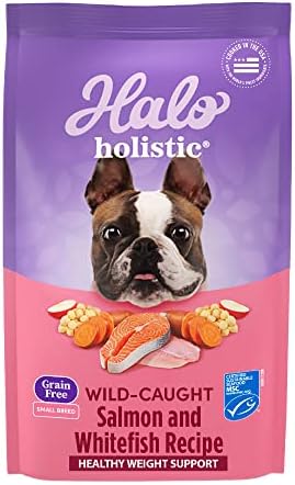 Halo Holistic Small Breed Dog Food, Wild Caught Salmon & Whitefish Recipe, Grain Free Dry Dog Food, for Healthy Weight Support, 3.5 lb Bag