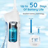 Mornwell Water Dental Flosser Teeth Pick for Teeth, Portable Cordless Water Flossers Oral Irrigator with 10 Intensity 4 Jet Rechargeable IPX7 Waterproof Water Tank Flosser Electric Travel (White)