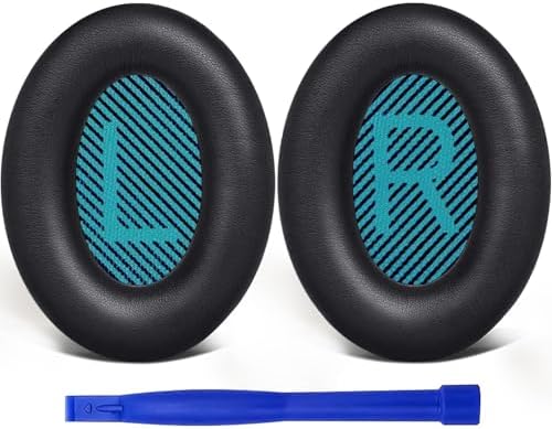 SoloWIT Protein Leather Earpads Cushions for Bose Headphones, Replacement Ear Pads for Bose QuietComfort 15 QC15 QC25 QC2 QC35/Ae2 Ae2i Ae2w/SoundTrue & SoundLink Around-Ear Series - Black&Blue