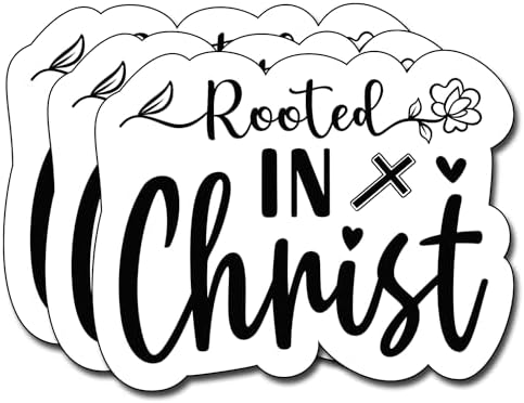 (3Pcs) Rooted in Christ Sticker, Sticker Gifts Decorate Books, Laptops, Water Bottles Kindles Stickers, Phones Tumbler Sticker - Waterproof Vinyl 3" Inch