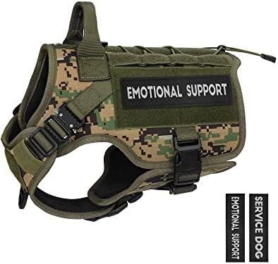 PETNANNY Tactical Dog Harness - Service Dog Harness Emotional Support Dog Vest for Medium Large Dogs, No Pull ESA Dog Vest with Hook & Loop, Working Molle Vest for Training Huntin(Woodland Camo,S)
