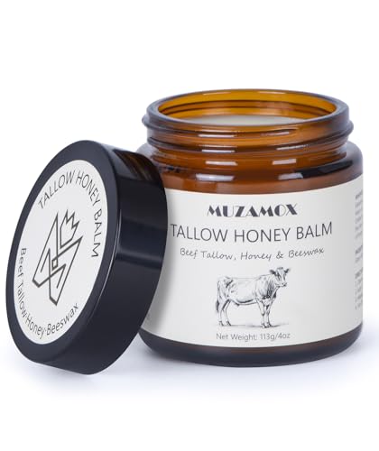 Beef Tallow for Skin (4 OZ), Whipped Beef Tallow and Honey Balm, Tallow Face Moisturizer, Grass Fed Beef Tallow for Face and All Skin Types