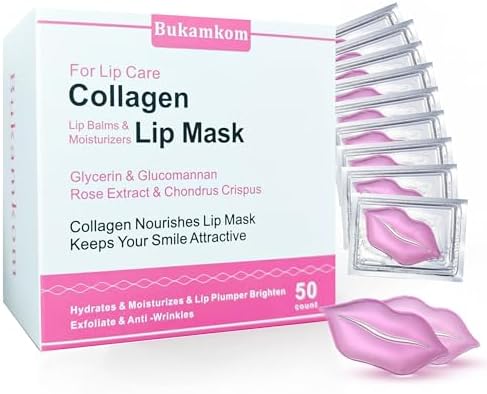 Collagen Lip Masks Bulk(50 Pieces/Box),Lip Mask Sheet Lip Care to Reduce Dark Lips and Lip Lines to Remove Dead Skin Moisture,Bulk Lip Masks Individually Wrapped (50)