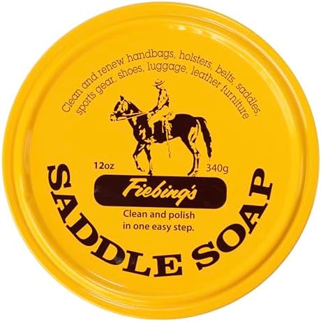 Fiebing's Yellow Saddle Soap for Leather (12 oz Tin) - Leather Cleaner & Conditioner to Soften, Protect & Restore Leathercraft - Leather Soap for Car Seat, Couch, Shoe, Purse, Boot, Bag, & Saddles