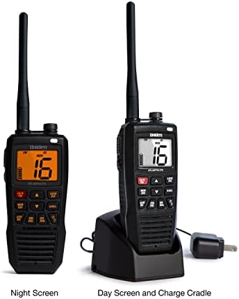 Uniden Atlantis 275 Handheld Two-Way VHF Marine Radio, Floating IPX8 Submersible Waterproof, Large Dual-Color Screen, 6-Watt, All USA/International/Canadian Marine Channels, NOAA Weather Alerts