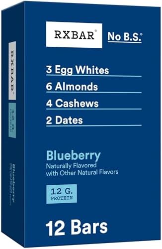 RXBAR Protein Bars, Protein Snack, Snack Bars, Blueberry, 22Oz Box (12 Bars)