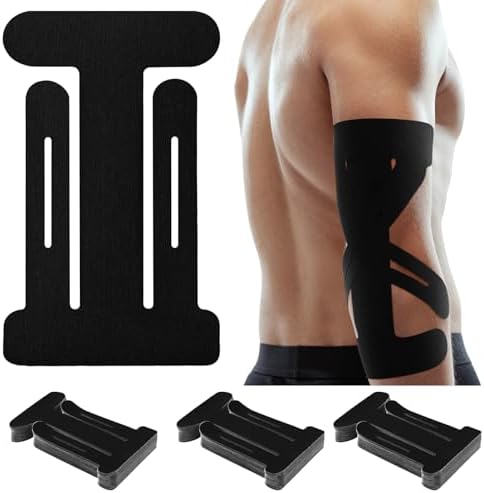 30 Count Kinesiology Tape for Elbow Pre Cut Waterproof Elbow Tape Original Cotton Athletic Latex Free Relief Muscle Support Pain for Sports and Long Lasting Support(Black)