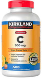 FrenchGlory Kirkland Vitamin C 500mg Per Serving, 1-Pack of 500 Chewable Tablets