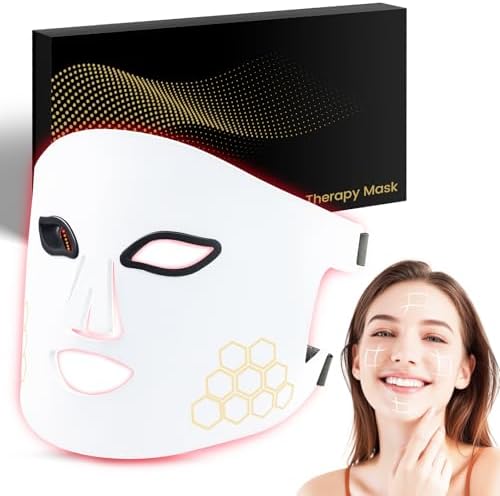 Red Light Therapy for Face, Infrared LED Face Mask Light Therapy 4 Light Waves with 850nm Near Infrared, Portable Rechargeable Red Light Therapy Mask Skincare Device for Facial Rejuvenation