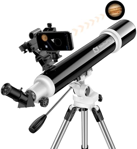 Telescope, 91mm Aperture 700mm FL with StarFinding System, Telescope for Adults high Powered, with All Metal AZ Mount/Phone Adapter/Remote,for Beginners