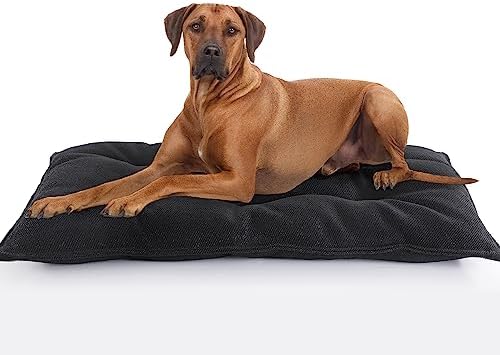 MABOZOO Chew Proof Indestructible Dog Beds for Aggressive Chewers,Durable Dog Crate Pad,Washable Tough Pet Mats for Kennel,Black,XL 28x41 in