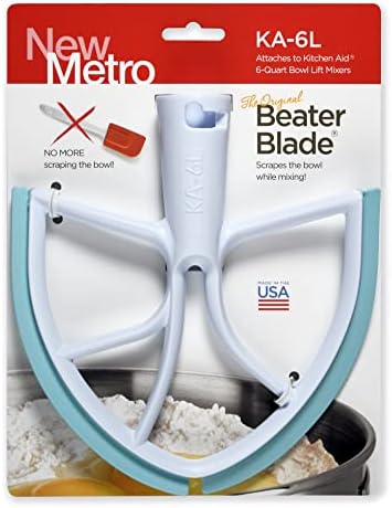 New Metro Design KA-6LAQ Plastic Beater Blade, works w/most KitchenAid 6 and 7 Qt Bowl-Lift Stand Mixers, Aqua