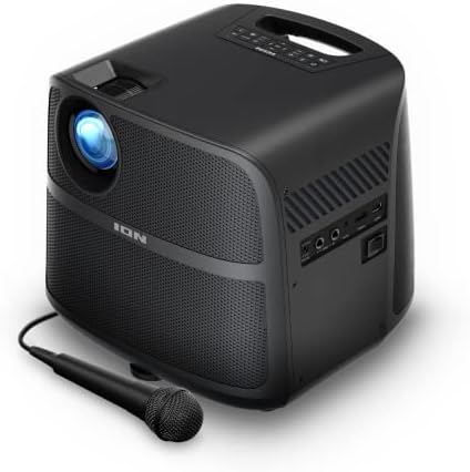 ION Audio Projector Deluxe HD Battery/AC Powered 720p HD LED Bluetooth-Enabled Projector with Powerful Speaker (Renewed)