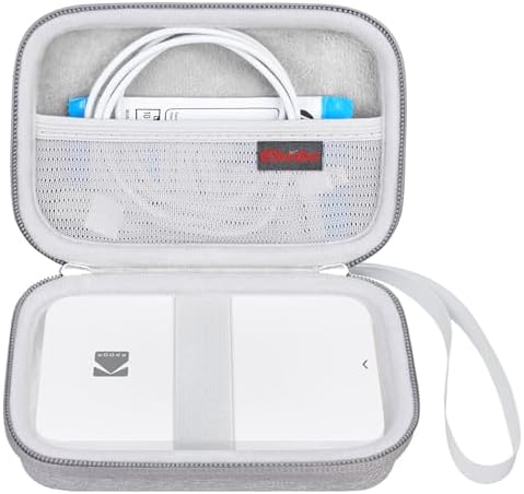 Elonbo Carrying Case for KODAK Step Instant Smartphone Photo Printer, Portable Mini Color Wireless Mobile Printer Travel Storage Protective Case, Mesh Pocket Fits KODAK Step Photo Paper Cable, Grey