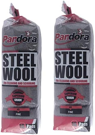 Pandora Steel Wool #0 - Fine Grade, 32 Pads for Cleaning and Scouring- Metal Strands - Ideal for Cleaning Porcelain, Tile, Grout, and Shower Doors