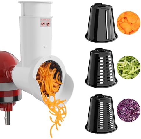 Slicer Shredder Attachment for KitchenAid Stand Mixer, Cheese Grater, Cheese Grater with 3 Blades, Salad Maker Attachment for Kitchen aid, Dishwasher Safe, Food Slicer for Grating and Slicing