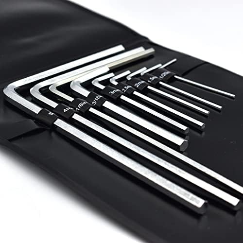 9Pcs Guitar Allen Wrench Set,1.5mm, 2mm, 2.5mm, 3mm, 4mm, 5mm, 1/20in, 1/8in, 3/16in, Fit for Most Guitar & Bass Neck, Truss Rod, Knobs, Bridge, Nut Locking Adjustment, Chrome Vanadium Steel