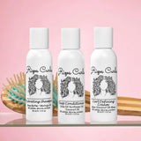 Rizos Curls Trio Travel Kit, Travel Hydrating Shampoo & Deep Conditioner & Curl Cream Bundle, Gently Cleanse and Hydrate, Style & Define Curls for Frizz Free Volume