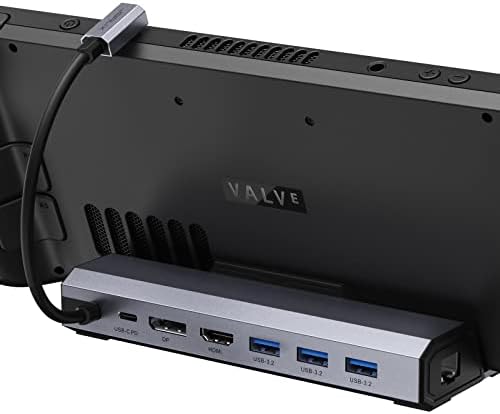 JSAUX Docking Station for Steam Deck/Rog Ally/Legion Go, 7-in-1 Steam Deck Dock with HDMI 4K@60Hz, DisplayPort, Gigabit Ethernet, USB-A 3.2 and 100W Charge Compatible with Steam Deck OLED-HB0702