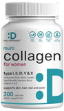 DEAL SUPPLEMENT Multi-Collagen Pills for Women with Vitamin C, E, & Biotin, 300 Capsules – 11 in 1 Formula with Saw Palmetto, Bamboo Silica, & Hyaluronic Acid – Hair, Skin, Nail, & Joint Health