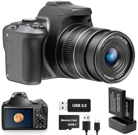 4K Digital Camera with 40X Zoom，64MP DSLR Camera for Photography Beginners，Autofocus 1080P HD Vlogging Camera with EIS，32GB SD Card，2 Batteries (2501)