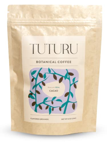 Organic Dark Chocolate Ground Coffee - Medium Roast, Organic Flavored Coffee - Real Cacao - Smooth Low Acid - Perfect for Drip, Pour Over or Cold Brew - 8 oz, 22 Servings