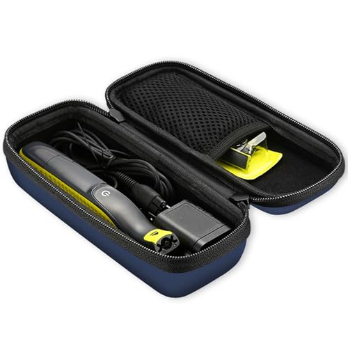ProCase Hard Case for Hybrid Electric Trimmer and Shaver, Travel Organizer Carrying Bag for QP2520 QP2530 QP2620 QP2630 -Black -Navy