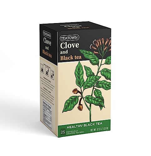 Premium Single Origin Clove Black Ceylon Tea Bags 25 Count Individually Wrapped Herbal, All Natural Full Bodied Aromatic Flavor -Caffeinated