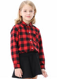 SANGTREE Family Matching Flannel Shirts Christmas Girls Flannel Shirts Long Sleeve Button Down Plaid Shirts Red, 12-13 Years = Tag 180