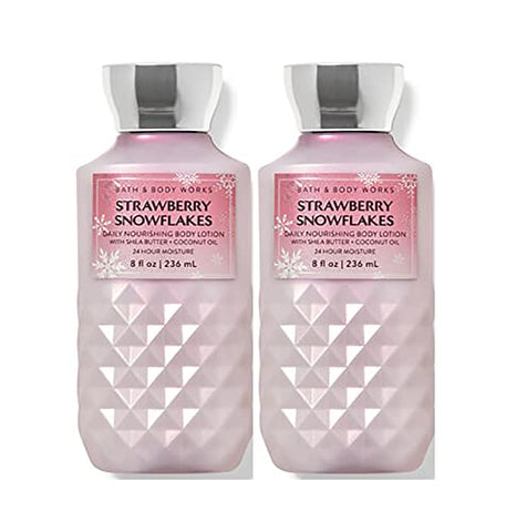 Bath & Body Works Bath and Body Works Strawberry & Snowflakes Super Smooth Body Lotion Sets Gift For Women -2 Pack (Strawberry & Snowflakes), 8 Fl Oz (Pack of 2), 8.0 ounces, 16.0 Fl Oz